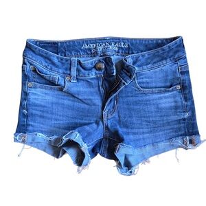 American Eagle Outfitters Women's Distressed Blue Jean Shorts